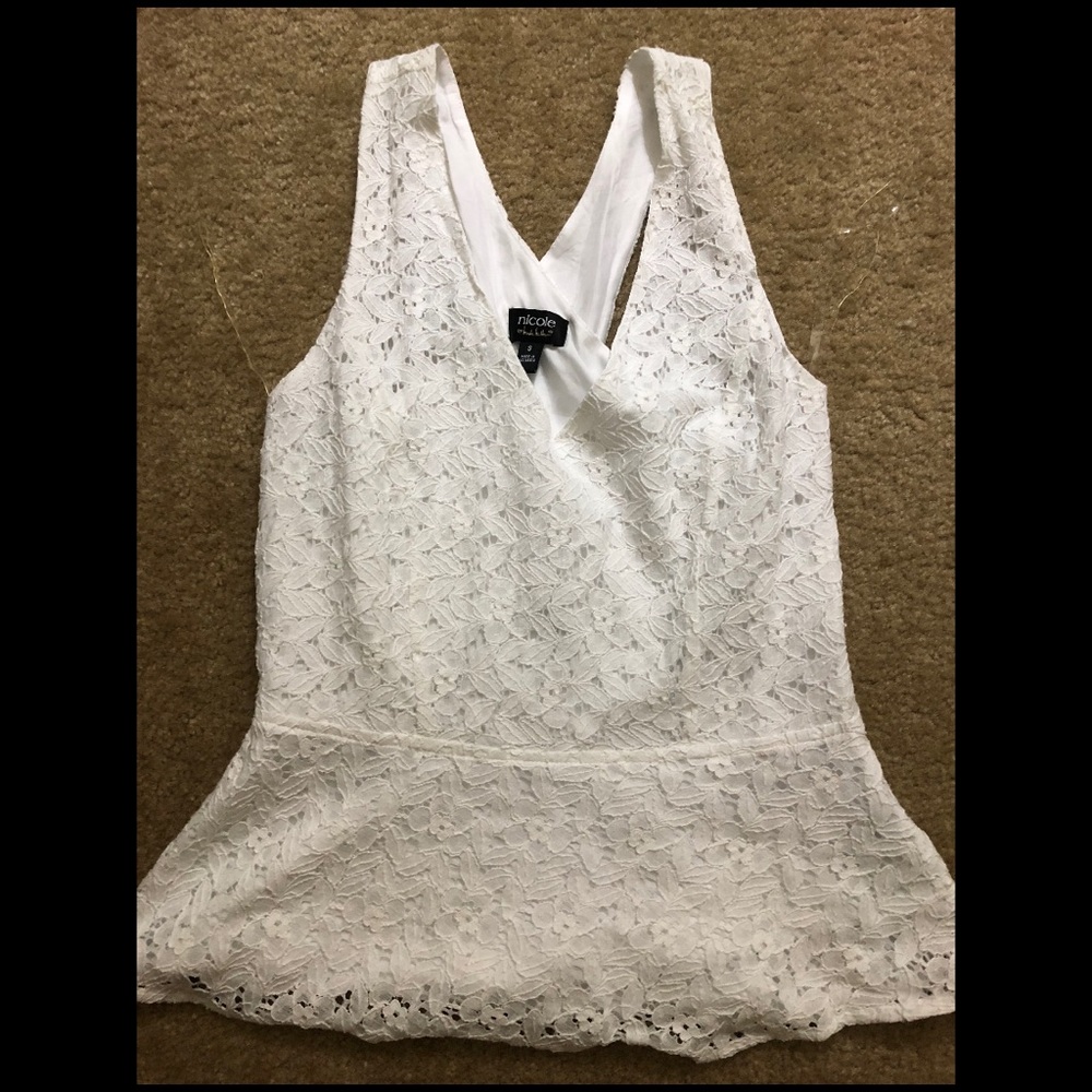 White Peplum Top